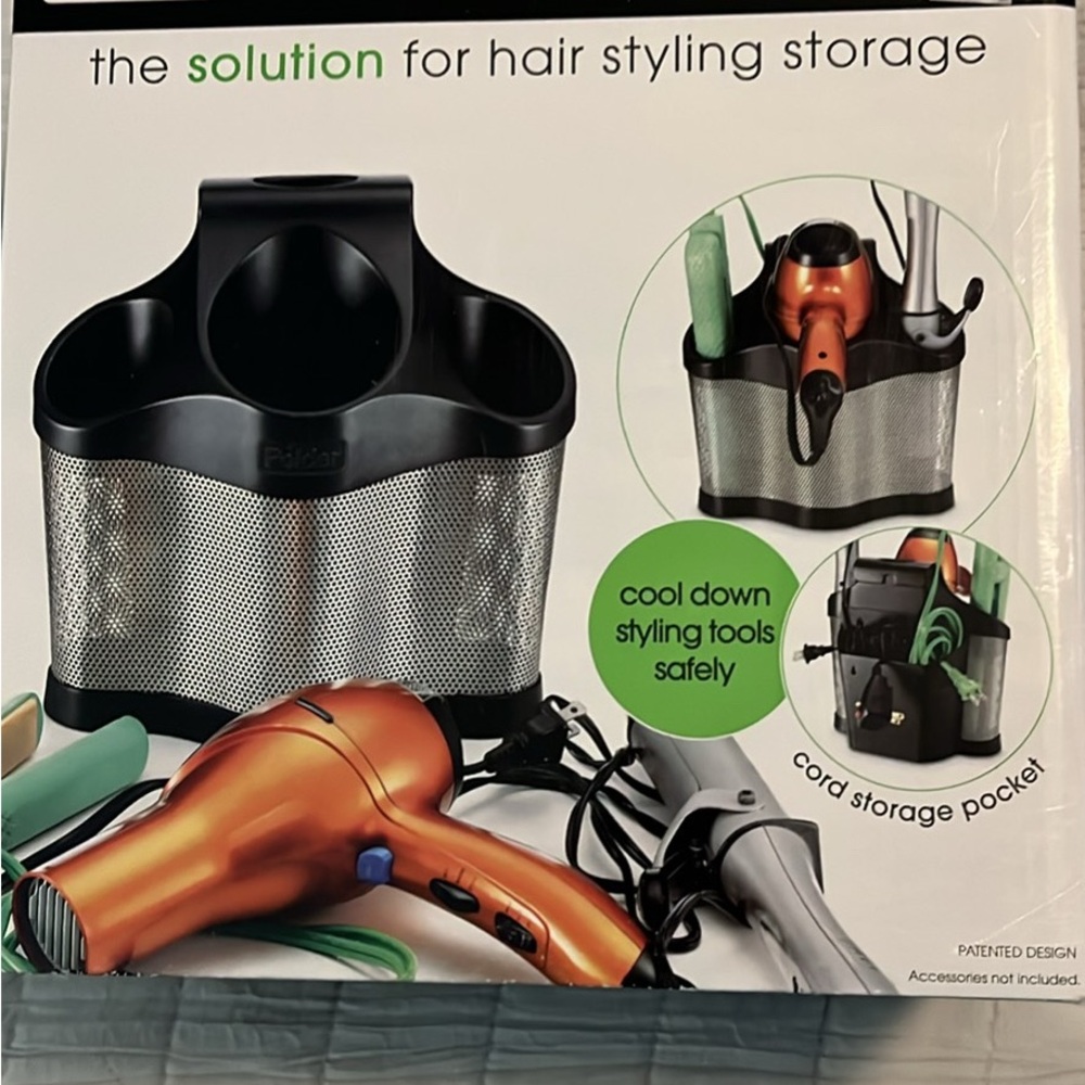 Polder Black and Silver Mesh Hair Tool Organizer Caddy